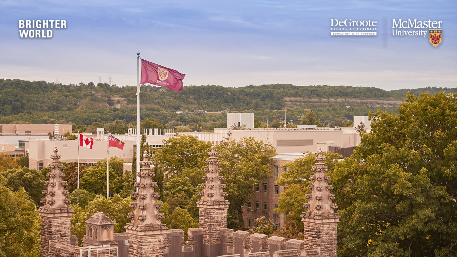 DeGroote aerial shot of campus Zoom background