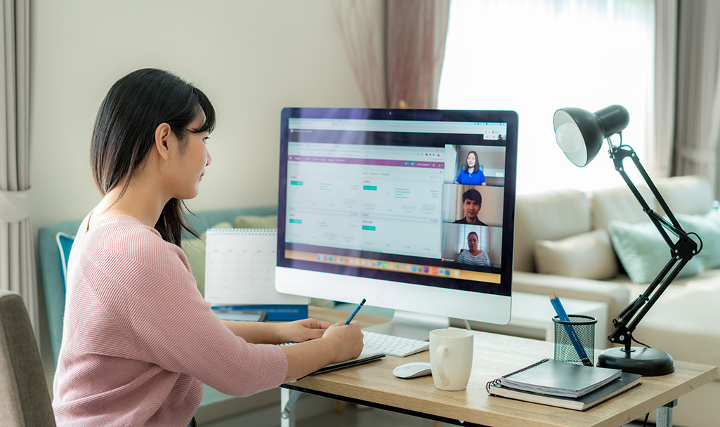 Woman talking on video conference