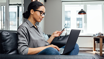 Young woman shopping online