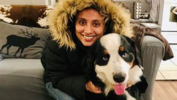 Megha Tretha with her dog