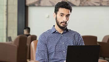 Student with computer