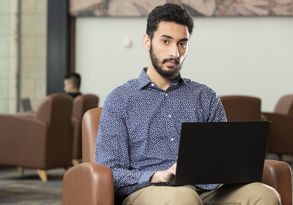 Student with computer