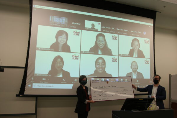 MBA students received the third prize, a donation of $1,000 for their charity Food for Life