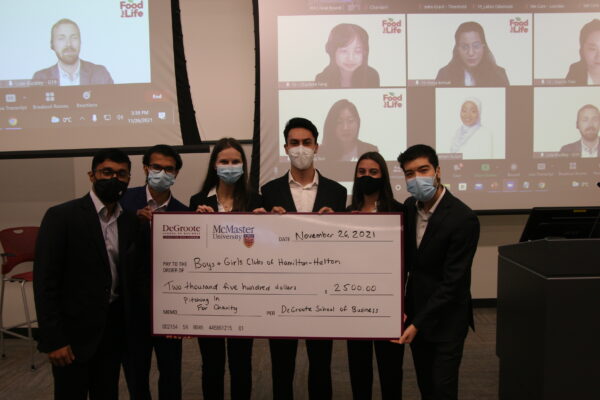 MBA students received the second prize, a donation of $2,500 for their charity Boys and Girls Clubs of Hamilton-Halton