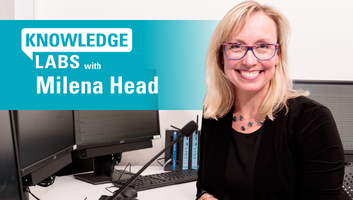 Photo of Milena Head smiling with text Knowledge Labs with Milena Head
