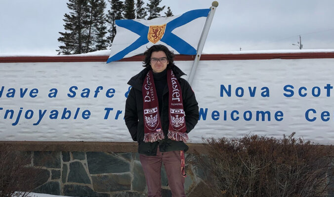 Image of Will during his visit to Nova Scotia and New Brunswick to help recruit new students