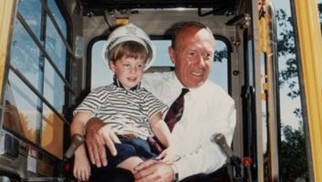 Michael and grandson, Devon, at the groundbreaking of the new home for the School of Business at McMaster University