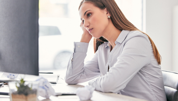 A woman "quietly quitting" her job.