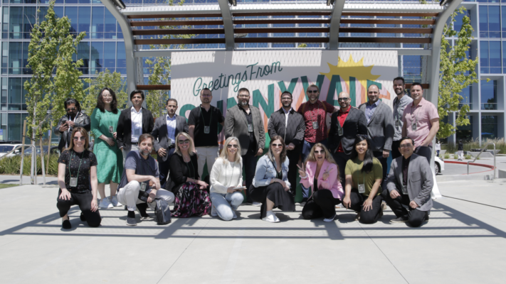 Lindsay Hampson (EMBA '22), and her Executive MBA 2022 cohort meeting outdoors together in Silicon Valley, California. Lindsay's passion for saving the planet combined with her business pitch in the program during this program residency.