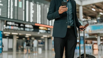 Man in suit in airport