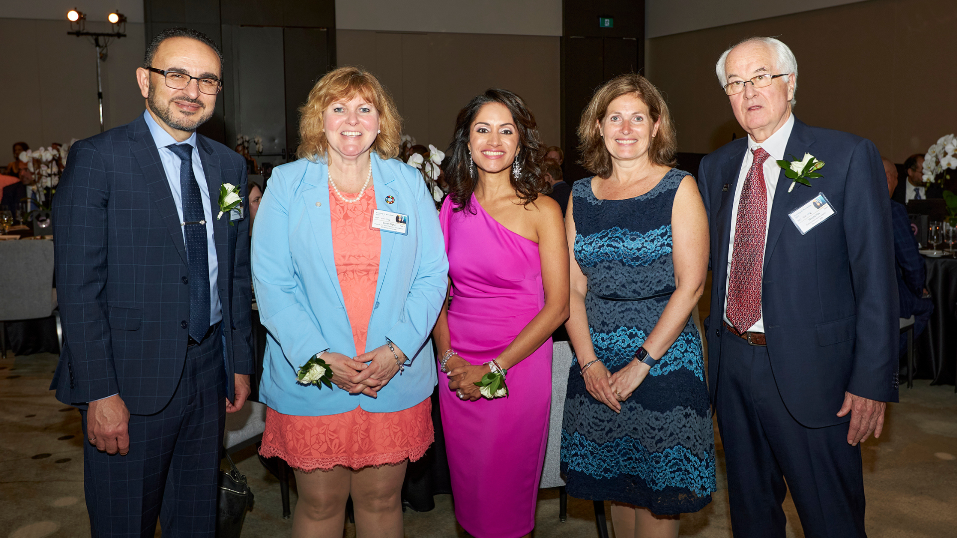 Award recipient with McMaster dignitaries