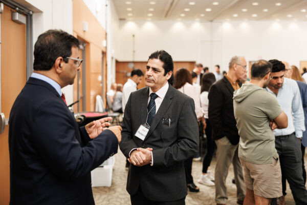 September 12, 2023; Hamilton, Ontario, Canada; DeGroote School of Business PhD Orientation and Welcome Lunch at CIBC Hall in the McMaster University Student Centre at McMaster University. Photo by Ron Scheffler for McMaster University.