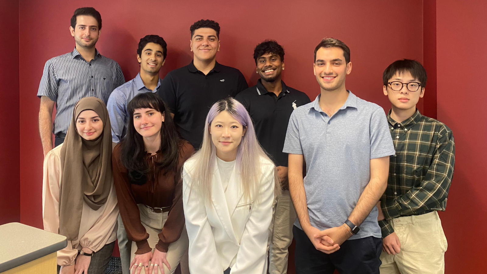 Bottom row from left: Maria Alkouni, Stephanie Wilson, Xinyi Chen, Ryan Tratner, Shengxiao (Vincent) Wang. Top row from left: Mahdi Abouei, Joe Lawton, Michael Tadrous, Jared Paul