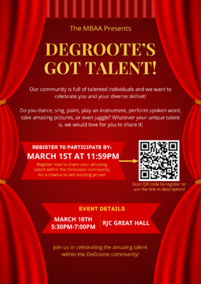 Event poster for DeGroote's Got Talent
