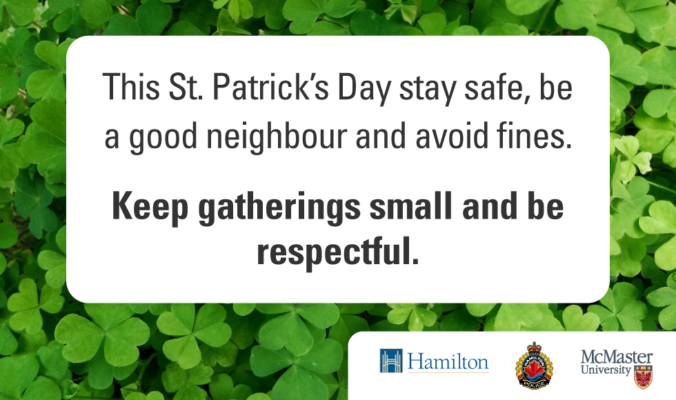 St. Patrick's Day advisory graphic