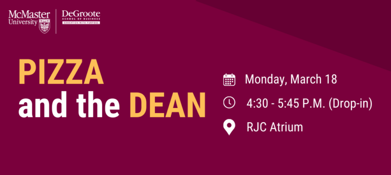 Pizza and the Dean event details graphic